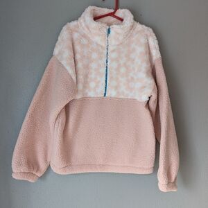 Kids Fleece/Sherpa  Quarter Zip Pullover in Soft Pink M